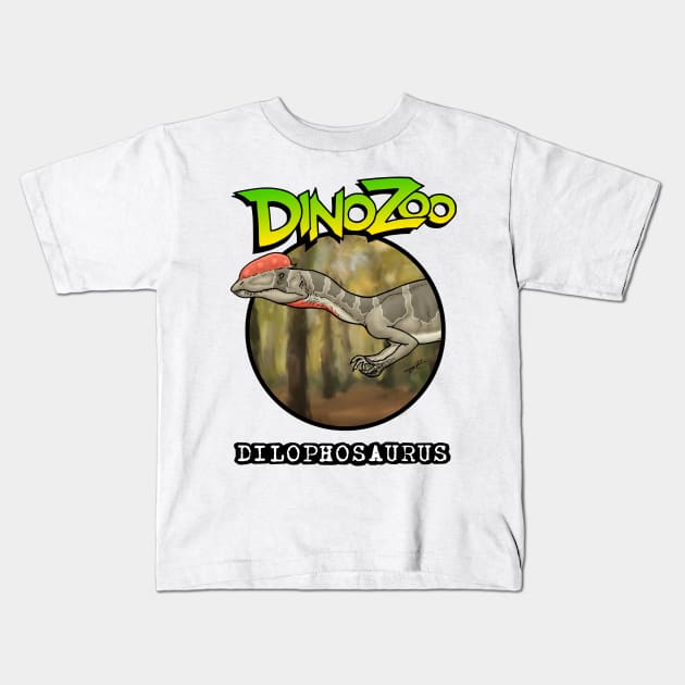 DinoZoo: Dilophosaurus Kids T-Shirt by PaleoFantasies